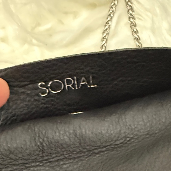 Sorial Black Leather Sequin Evening Handbag mini - Picture 4 of 6